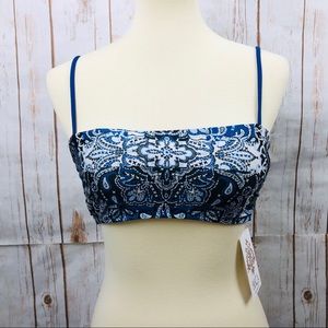 Becca Blue White Bandana Bandeau Bikini Top